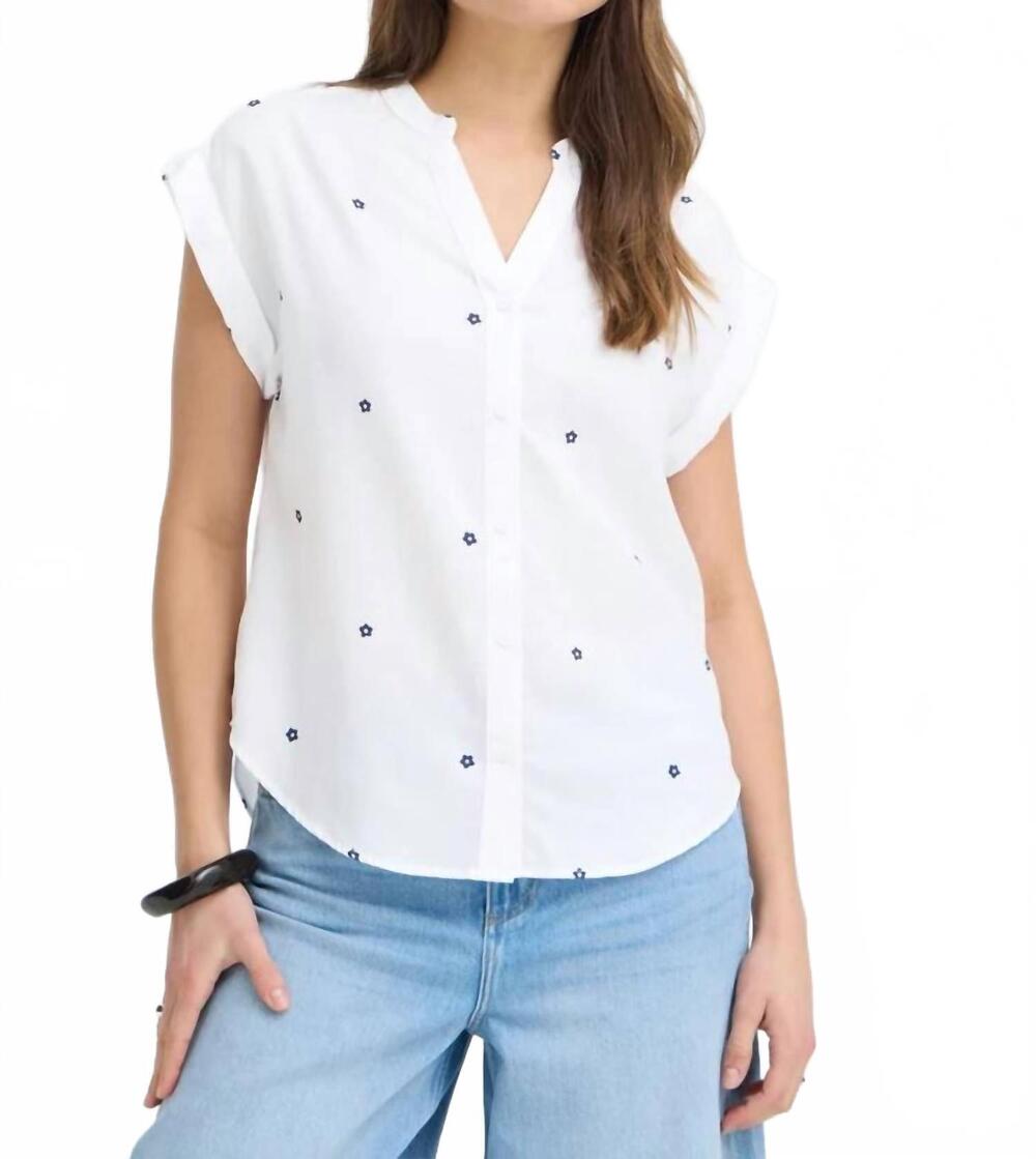 NEW B.YOUNG isilas v-neck blouse in medieval blue flower